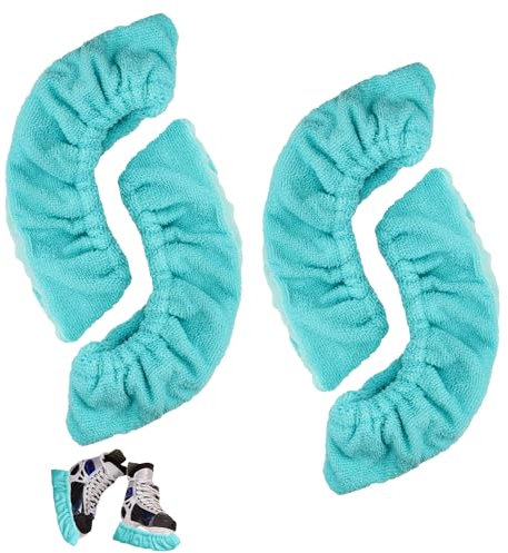 PEUTIER 4 Stück Schlittschuh Kufenschutz, Hockey Schlittschuhe Kufenschoner Elastisch Eislaufen Kufenschutz für Männer Frauen Jungen Mädchen (Blau, Größe M)