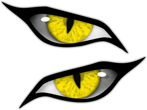 Lot de 2 autocollants en vinyle pour casque de voiture et moto Motif mauvais yeux Jaune 166 mm x 68 mm