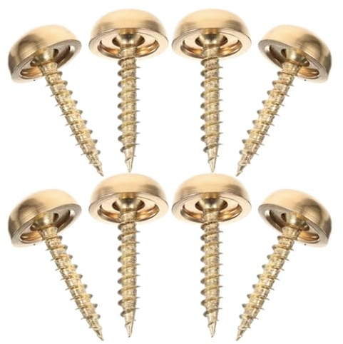 Lot de 8 vis de miroir, clous de miroir de 13 mm avec capuchons décoratifs, caches de miroir basse avec vis autotaraudeuses pour tables, plaques de bain, raccords de meubles, laiton jaune