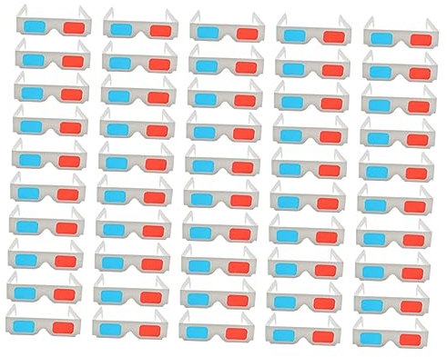 DOITOOL Lot de 50 Lunettes 3D Anaglyphes en Carton Légères Et Portables, Lunettes De Cinéma 3D Universelles pour Films Et Jeux, Accessoire Jetable pour Toutes Occasions