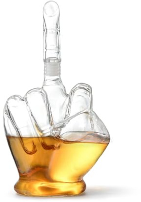 Middle Finger Whiskey Decanter – Whiskey Decanter Set with Metal Funnel – Funny Wine Decanter Set – Wine Decanter Gift Set for Someone You Love – Middle Finger Gifts Funny for Men and Women