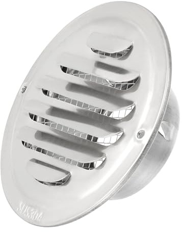 PATIKIL Soffit Vents 2.8 Inch, 304 Stainless Steel Louvered Grille Cover Vent Flat Ducting Air Vent with Screen Mesh for HVAC Home Bathroom Office Ventilation