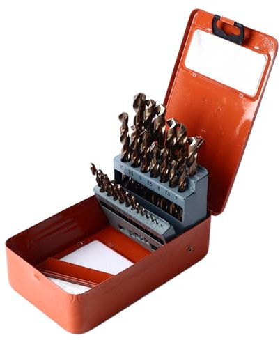 25 Punte Trapano Elicoidali, Kit di Punte Elicoidali HSS, Strumenti Hardware per Punte Elicoidali Kit di Punte Elicoidali Set di Punte Elicoidali in Cobalto per Ferro in