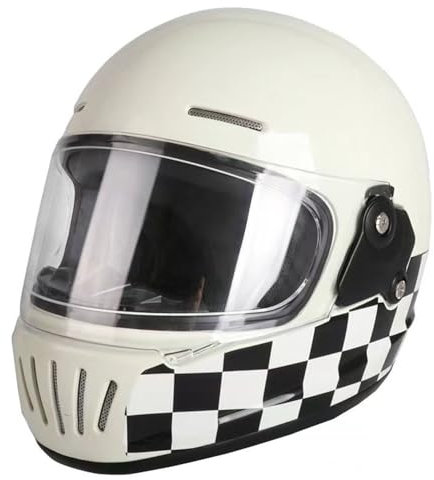 Vintage Integralhelm Retro-Motorräder Helm für Unisex Cruiser Integralhelme ECE Standard Motorrad Vier Jahreszeiten für Erwachsene Männer Women 2,XL=61~62cm
