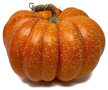 Artificial Pumpkin with Rustic Stem - Large or Small - Halloween Autumn Seasonal Decoration Craft (Large - 26 x 15cm)