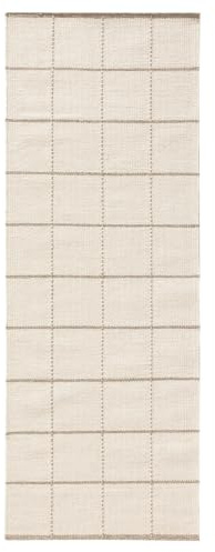benuta Pure Wollteppich Gyda - Creme 70x200 cm - Wolle - Läufer & im Style: Geometrisch, Natural Living - Pflegeleicht für Wohnzimmer Schlafzimmer