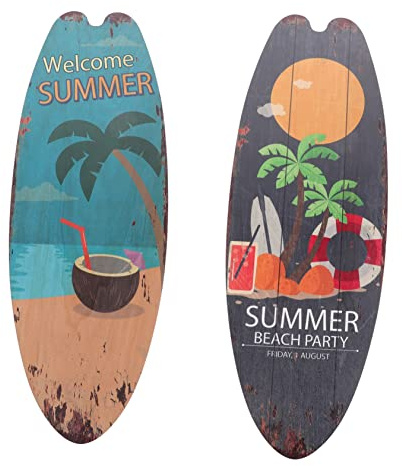 PRETYZOOM Surfbrett Wanddekoration 2 Stück Sommerliche Strand Schilder für Tür und Regal Rustikales Surf Dekor mit Kreativem Design