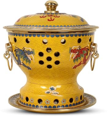 OYWEHECE Hot Pot Single Cloisonne Copper Hot Pot, Alter Peking Alkohol Kleiner heißer Topf Haushalt altmodischer Shabu handgefertigter Kupfertopf Nicht-Stick,F
