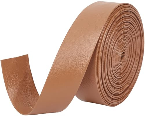 GORGECRAFT 5 m trimningstejp i fuskläder 25 mm vikbara läderremsor 1 mm tjock platt sladd lammskinn textur PU-läder trim band rem för gör-det-själv sömnad fållning hantverk smyckestillverkning, Peru