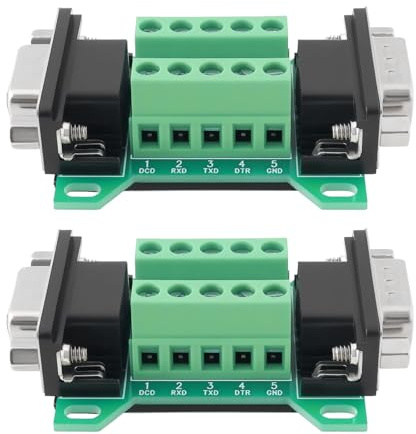 VGOL 2 Stück DB9-Breakout-Board Stecker auf Buchse RS232 D-Sub Seriell auf 9-poligen Anschluss für Automatische Industrielle Steuergeräte Registrierkassen