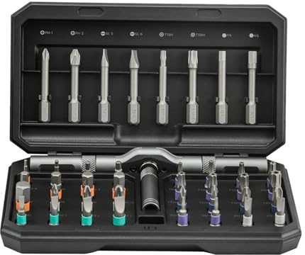42 in 1 Magnetic Screwdriver Set, DIY Ratchet Screwdriver Set, Multi Bit Magnetic Drive Set with Detachable Ratchet Handle, Portable Compact Repair Tool Kit for Furniture Computer