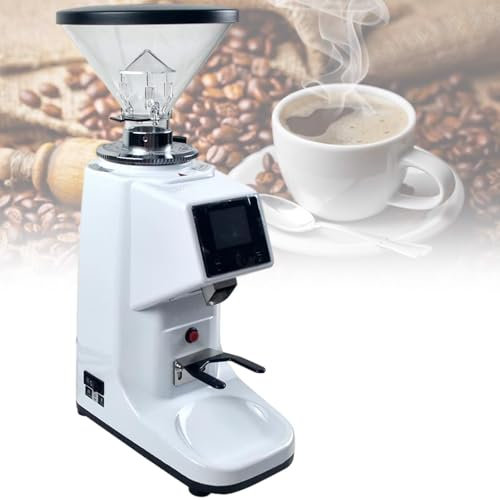 vnmudzeo Molinillo De Café De Muelas Planas para Cocina, Molinillo De Café Expreso Profesional con Pantalla Digital, para Granos, Especias Y Frutos Secos Grians,White-500ml