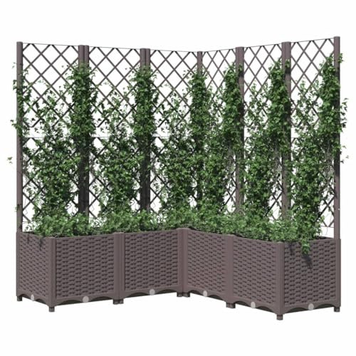 Fioriera da giardino, marrone, 120 x 120 x 136 cm, resistente, in polipropilene, supporto verticale per piante rampicanti, aiuole da esterno, elegante decorazione da giardino