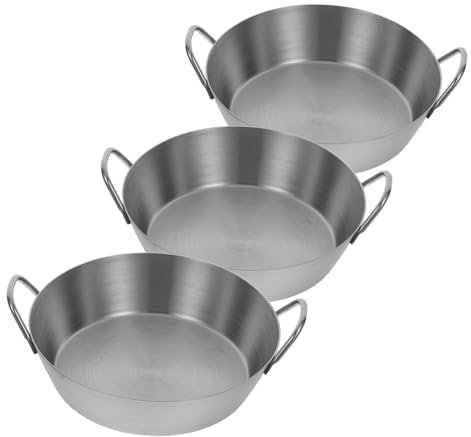 COLLBATH 3piezas Tazones De Acero Inoxidable Para Asas Dobles Plateados Para Servir Cocinar Hornear Preparar y Almacenar Alimentos Para Ensaladas Sopa y Postres