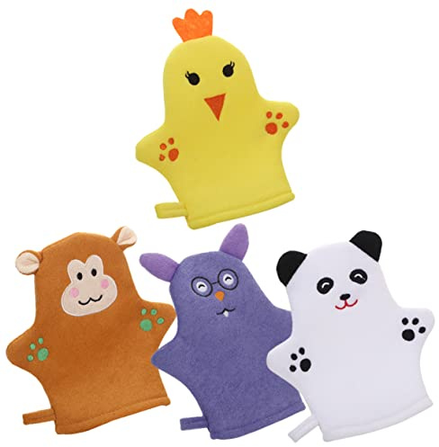 HAMPPLIES 4stücke Duschhandschuhe Für Junge Mädchen Cartoon Peelinghandschuhe Mit Weichem Material Für Sanfte Massage Und Reinigung Reisen Und Hause