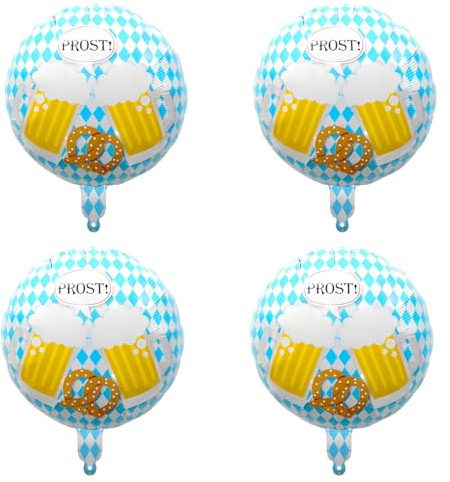 OHREN 4 Pezzi Palloncini Compleanno, Bicchiere di Birra, Set Oktoberfest con Palloncini a Elio, Decorazioni Birra Bavaresi, Palloncino in Alluminio per Feste Oktoberfest 2025, Bar Party Decorazioni