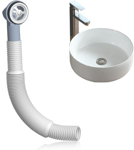 Sink Overflow Kit, Sink Overflow Pipe, Water Overflows Pipe Over Flow Head Pipes Accessories, Adjustable 200-600mm Sinks Overflows Tube, for Sinks and Washbasins Round Connection