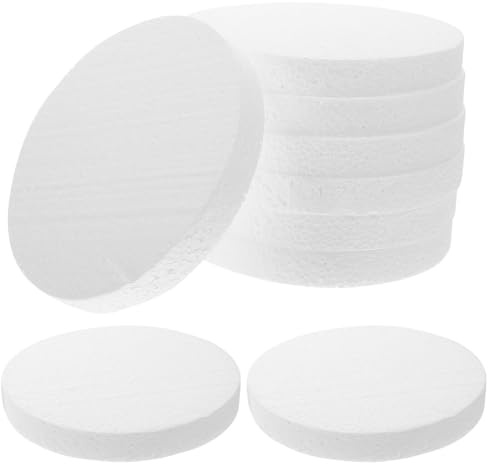 JEWEDECO 16 Pezzi Dischi in Schiuma Rotondi per Decorazioni Dolci e Giochi DIY Vassoio Base Torta Bianco Accessori Polistirolo per Artigianato e Pratica Cake Design