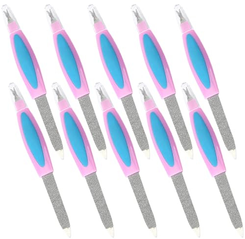 ERINGOGO Set 10 per Unghie Doppia Estremità in Acciaio Inox 14,5cm, Strumenti per Manicure e Pedicure Professionale, Riutilizzabili per Unghie Acriliche e Naturali, Adatte per Uso Salone