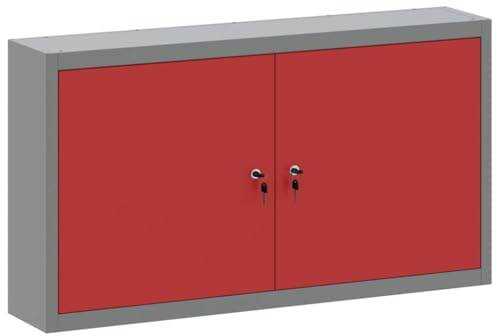 Mokuyary Verktygsskåp med hylla röd och grå, 50 x 20 x 55 cm, verkstadsskåp, hängande förvaringshylla för verkstad, garage -B