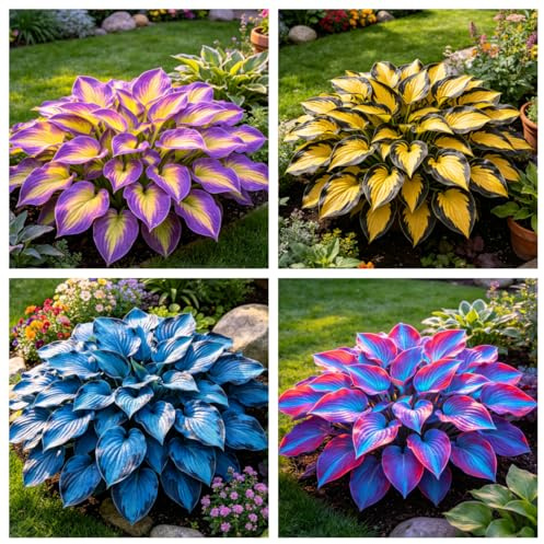 Hostas mixtas listas para plantar, combinación perfecta con bulbos de primavera para bordes de jardín, crecimiento rápido, perenne, bajo mantenimiento, excelente visualización, 15 bombillas-E