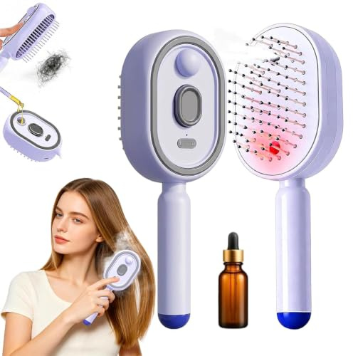 3 en 1 Brosse vapeur électrique, lisseur rechargeable anti-statique avec peil à démêler, brumisateur intégré, coiffage et contrôle des frisottis, spa à domicile portable USB