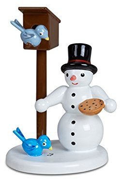 Rudolphs Schatzkiste Holzfigur Schneemann am Vogelhaus Höhe 6,5cm NEU Schneemänner Seiffen Erzgebirge Figur Dekoration Holzfiguren Weihnachten Fensterschmuck Spielzeug Deko Weihnachtsfigur E