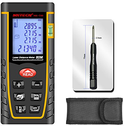 NKTECH NK-T40 Télémètre laser Portée 40 m 60 m 80 m 100 m Testeur automatique max/min Mesure superficie volume Pythagore Règle électrique