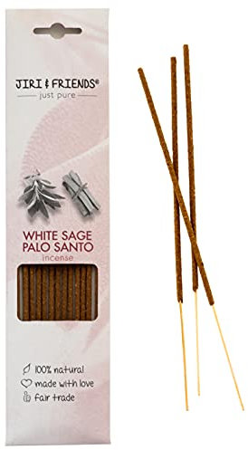 Mischung Räucherstäbchen Weißer Salbei und Palo Santo zum räuchern Jiri and Friends 100% Natürlich 15 Stuck White Sage/Weisser Salbei Räucherwerk