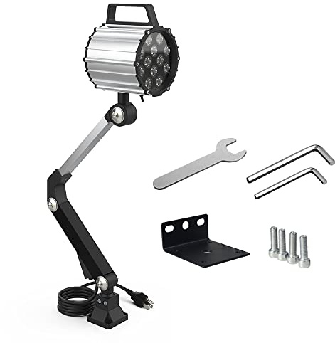 Led Waterproof Machine Work Light, Multipurpose Adjustable Angle Aluminum Alloy Long Arm for Lathe CNC Milling Drill Press and Workbench, AC 110~240V with US Plug