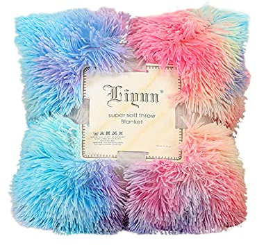 Galatée Elegante e romantica, coperta confortevole, colore arcobaleno, di alta qualità, soffice coperta in pile, 160 x 200 cm, plaid peluche - Rainbow -B
