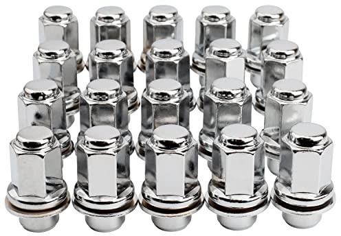 Set of 20, 14x1.5mm OEM Style Factory 1.85 Inch 7/8 22mm Hex Mag Washer Lug Nuts Compatible with Sequoia Landcruiser Tundra Lexus LX