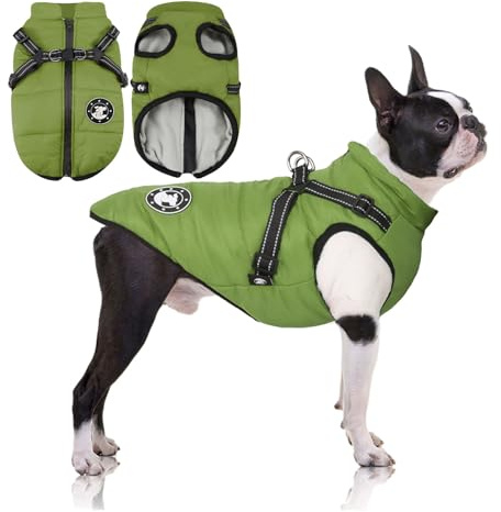 LUOWAN Dog Coats Waterproof, Reflective Outdoor Sports Vest Jacket for Dogs, Winter Dog Coat with Harness for Puppy Small Medium Large Dogs