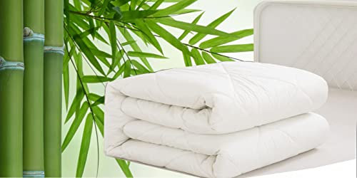 Couette 100 % coton bio de bambou [D] Couette TC600 13.5 tog de luxe douce, naturelle biologique, hypoallergénique, douce, antiallergique, auto-passepoilée (lit double 200x200 cm)