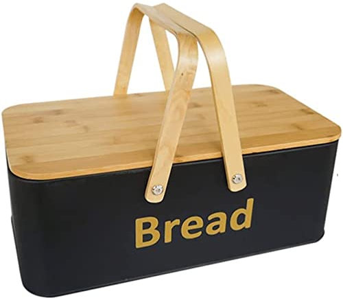 ABGRC Cocina Panera Panera portátil, panera Moderna con Tapa y asa de Madera, contenedor de Almacenamiento Multifuncional, Soporte para Pan de encimera Decoración