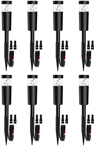 DOREIO 5W Low Voltage Landscape Pathway Lights with Connectors 12V Outdoor Landscape Lighting LED Bollard Path Lights Wired IP65 Waterproof Warm White Walkway Lights for Garden Yard Lawn (8Pack)
