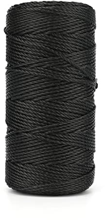 jijAcraft Corde en Nylon 2mm, 130 Mètres Nylon Perles Fil Ficelle, 36 Plis Fil de Nylon Noir, pour Jardinage, Bricolage, Emballage Cadeau