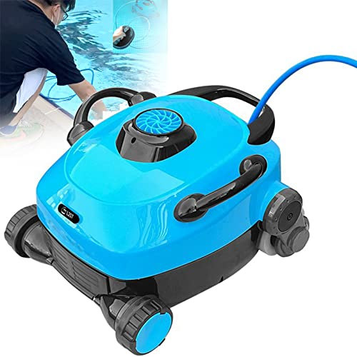 ALSUP Robot Limpiafondos Inalámbrico, Aspirador Escalador de Piscinas con Fuerte Succión, Planificación Inteligente de Recorridos, Carga Rápida, Ideal para Piscinas Elevadas/Enterradas,Wired
