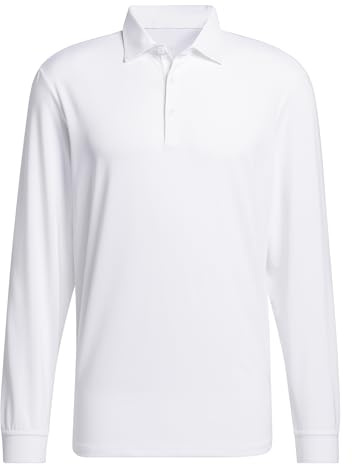 adidas Men's Long Sleeve Polo Shirt, White, Medium