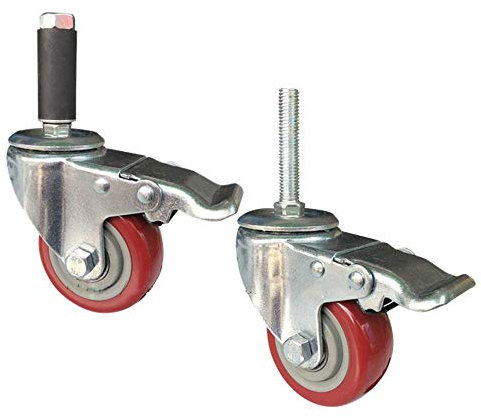 Lenkrollen, Lenkrollen, Schwerlastrollen, 4 x Trolley-Lenkrollen, 75 mm, 100 mm, Schwerlast-Möbelrollen, universelle Industrieräder, 500 kg, mit Bremse (Color : Brake, Size : 4inch(100mm))