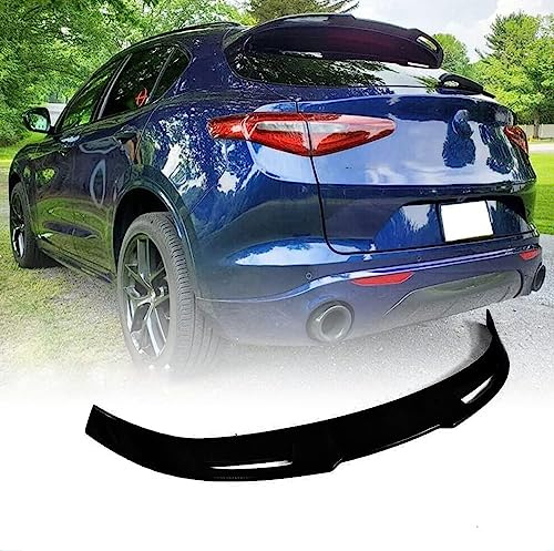 JCING Spoiler arrière pour Alfa Romeo Stelvio SUV 2017-2019 noir brillant fibre de verre lunette supérieure aile lèvre