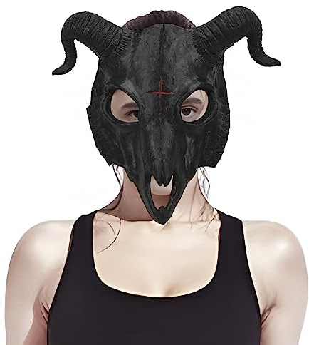 Faxianther Terror Goat Skull Mask Men Women Animal Mask Funny Cosply Mardi Gras Mask Halloween Costume Accessory Party Decor