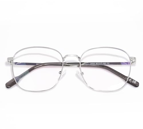 OPTOFENDY Metal Blue Light Blocking Glasses for Women Men, Square Computer Eyeglasses, Anti Eyestrain & UV Protection