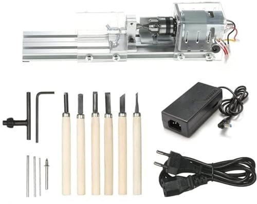 Utensili Elettrici Mini Tornio, Utensile Fai da Te Lavorazione del Legno Tornio del Legno Fresatura Rettifica Lucidatura Perline Trapano Set di Utensili Rotanti Torni da Banco (A)