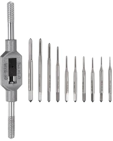 QUARKZMAN 11-teiliges Mikro-Gewindeschneidwerkzeug-Set, 10 Stück M1-M3,5 Mini-Gewindeschneider + 1 Stück M1-M8 / 1/16-1/4