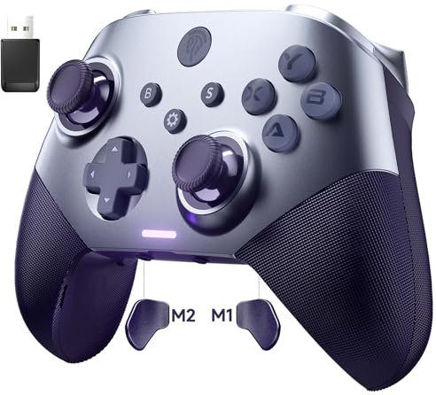 EasySMX X10 Mando PC Inalambrico con Botones Mecánicos- Carcasa Facial Magnética Reemplazable DIY- Hall Joystick- Hall Trigger- 1000mAh Batería para PC/Switch/Móvil/Black Myth: Wukong- Morado