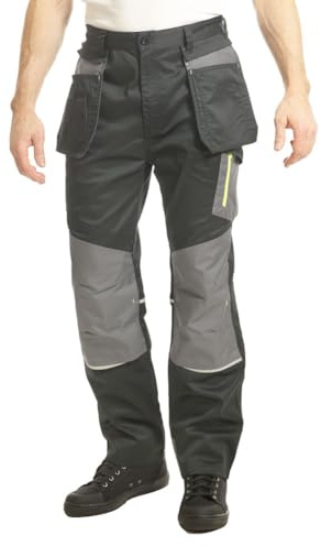 Goodyear Men's Goodyear Mens Workwear Multi Pocket Flex Knee With Knee Pad Pockets Tapered Detachable Holster Pocket Work Trousers Work Utility Pants