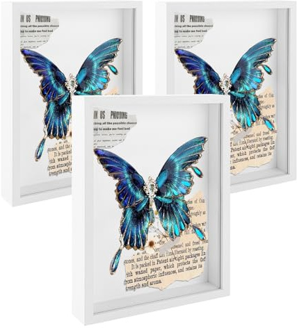 CYEER 3 Stück 3D Bilderrahmen 20x30 cm Weiß, Objektrahmen zum Befüllen mit 3 cm Tiefe, Schattenbox für Hochzeitsstrauß, Medaillen & Baby-Erinnerungen, Tiefer Fotorahmen für Wand & Tisch