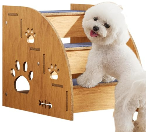 Escalones para Mascotas - Escaleras Antideslizantes de Madera para Cama Alta | Accesorio Interior para Perros y Gatos