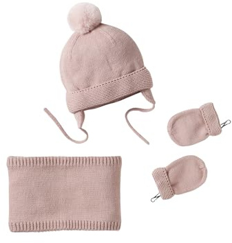 Vertbaudet Mädchen Baby-Set: Mütze, Rundschal & Fäustlinge Basics